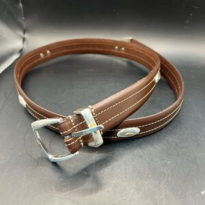 Fossil Leather Belt Silver Buckle and embellishments